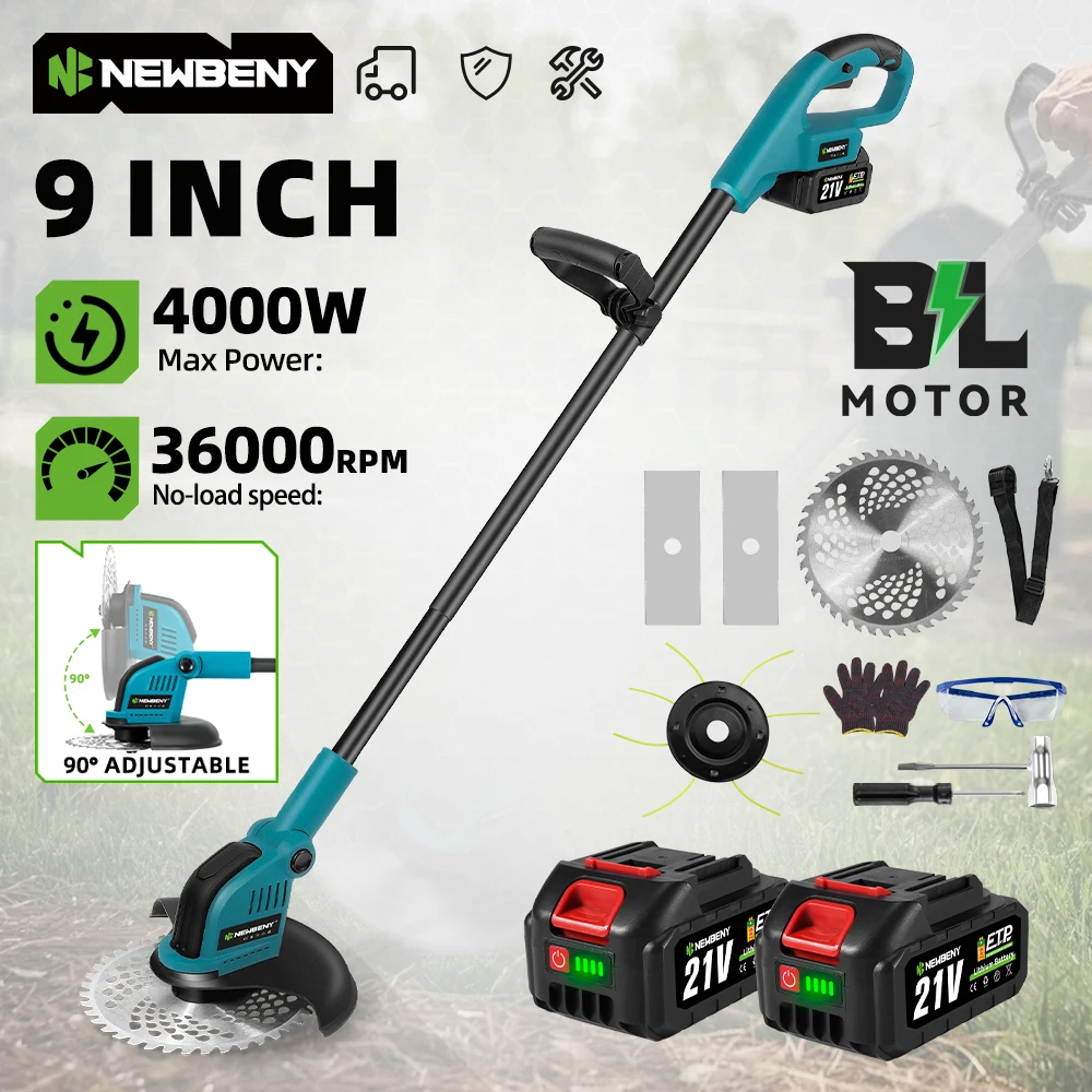 

NEWBENY 9-дюймовая бесщеточная электрическая складная газонокосилка, аккумуляторная садовая газонокосилка, электроинструменты для прополки травы для Makita, аккумуляторный штифт 18 В