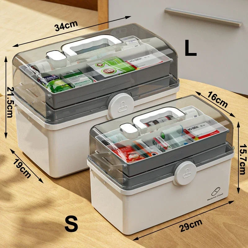

Cosmetic Aid Storage Home Medicine Storage Pill 3-tier With First Storage Kit Cabinet Box Handles, Box Medicine Cabinet Medicine