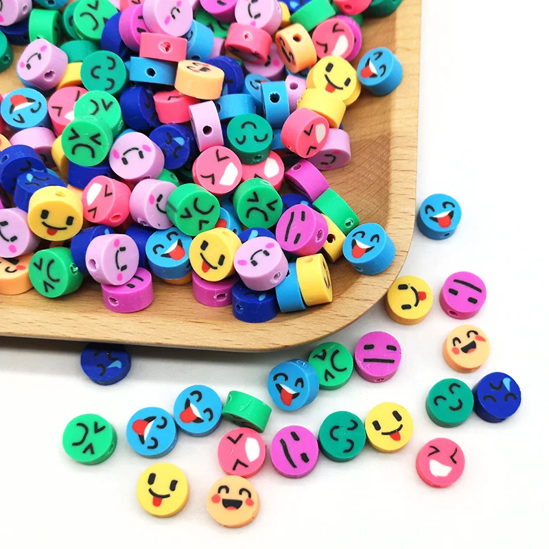 

10mm Smiley Emoticon Soft Pottery Beaded Polymer Clay Beads DIY Handmade Jewelry Accessories Wholesale Cuentas Para Pulseras
