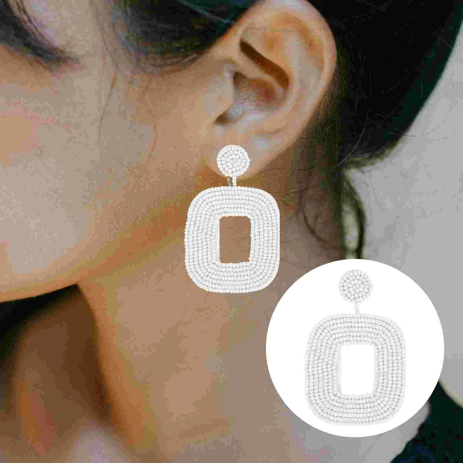 

Earrings Drop Dangle Beaded Bead Square Women Bohemian Geometric Set Hoop Earring Statement Bohemia Multicolored For Woven Shape
