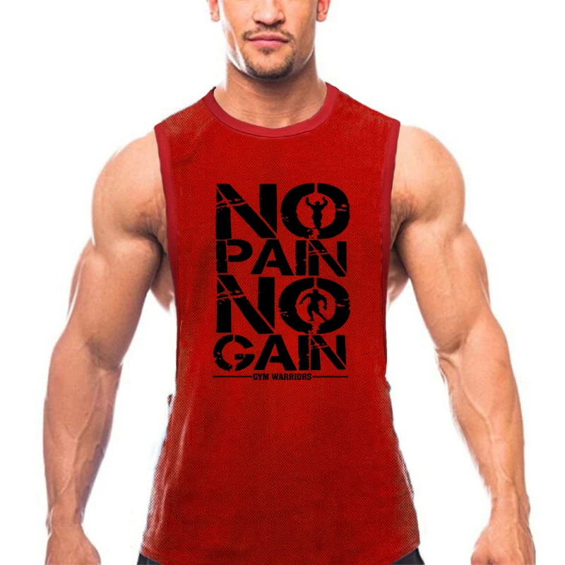 

No Pain No Gain Just Gym Vest Men Bodybuilding Tank Tops Sports Quick Dry Fitness Clothing Summer Causal Sleeveless Sportswear