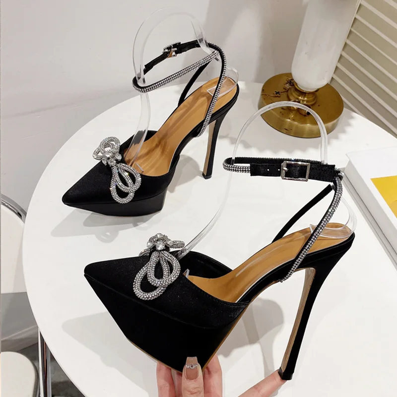 

Модные блестящие женские босоножки со стразами на платформе туфли-лодочки со стразами и бантом атласные летние женские босоножки на высоком каблуке