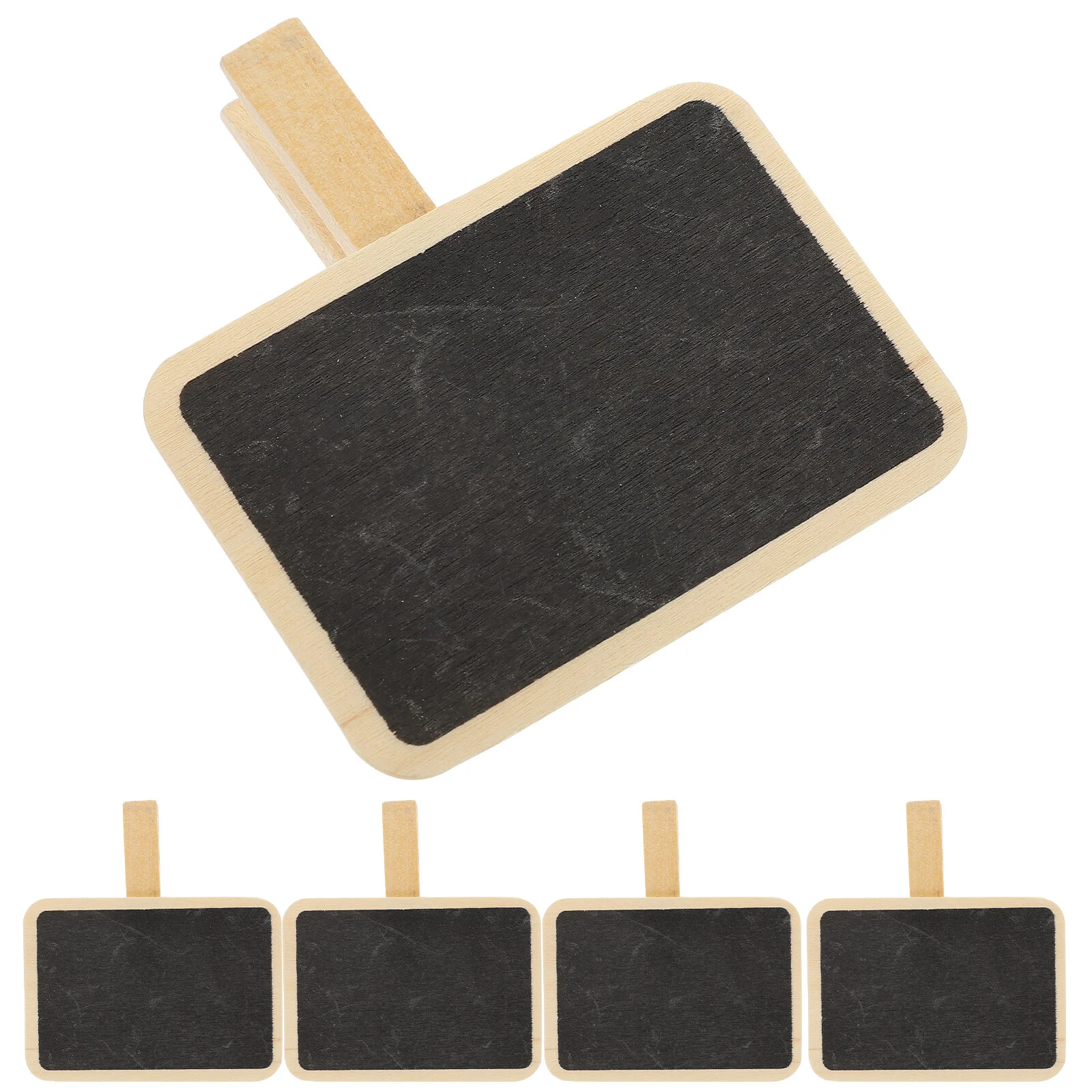 

10 Pcs Food Labels Wooden Clip Board Memo Memorandum 6.8X4.8CM Chalkboard Black Pvc Blackboard Signs Clamps