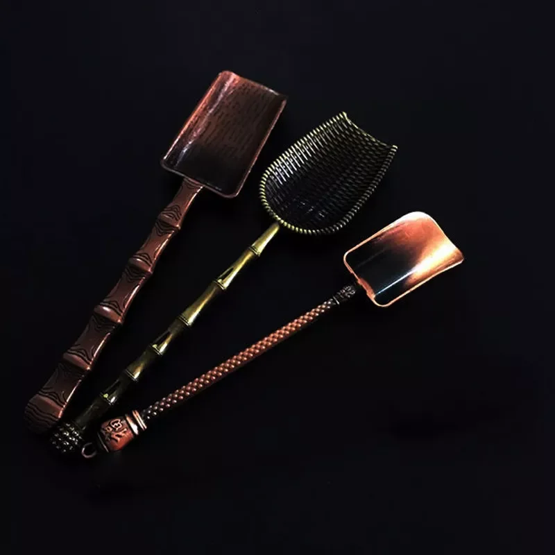 

Retro Bronze Chinese Tea Spoons Copper Green Tea Scoop Spoon Tea Leaves Chooser Holder Chinese Kongfu Tea Tools Accessories