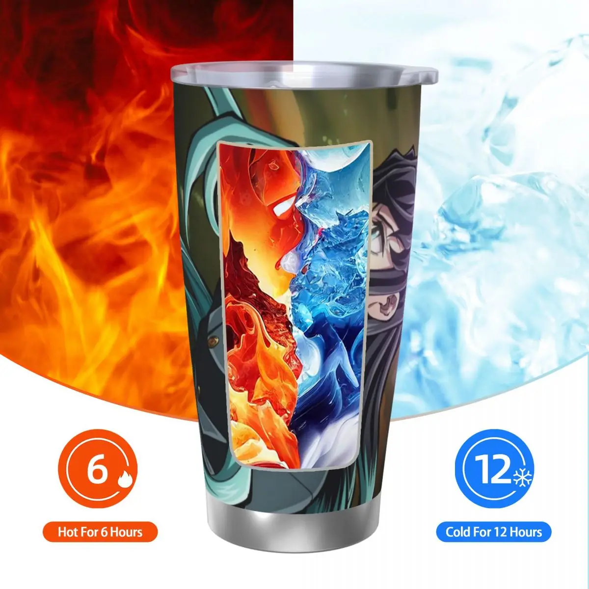 Muichiro Tokito Demon Slayer 20oz Stainless Steel Car Mug Straw Thermal Iced Travel Cup Vacuum Insulated Coffee Hot