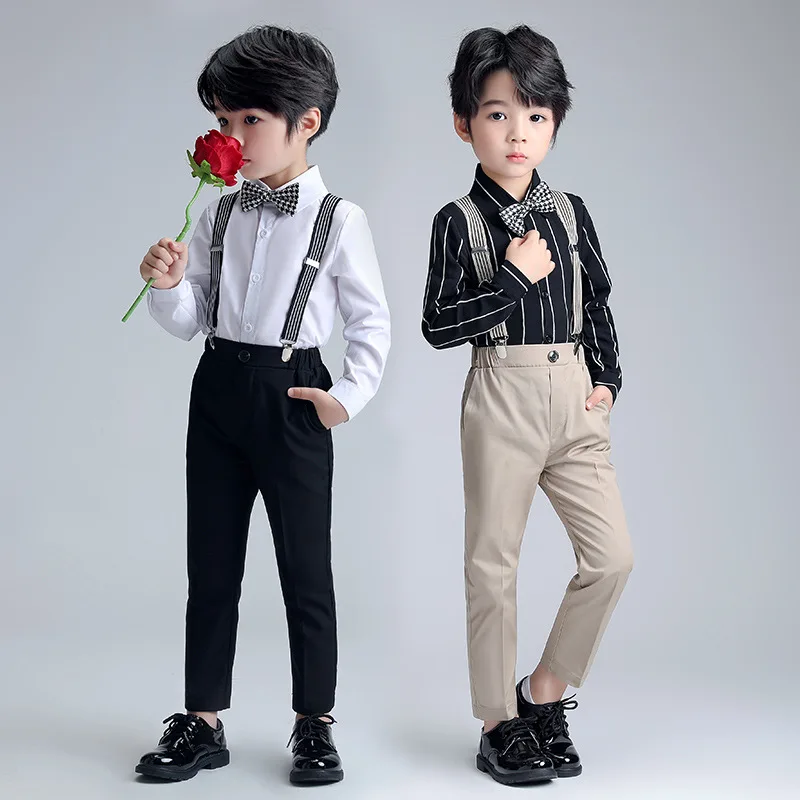 

Children's Wear for Spring and Summer Children's Costume Korean Style Gentleman Piano Host Performance Dress Suspender PantsSuit