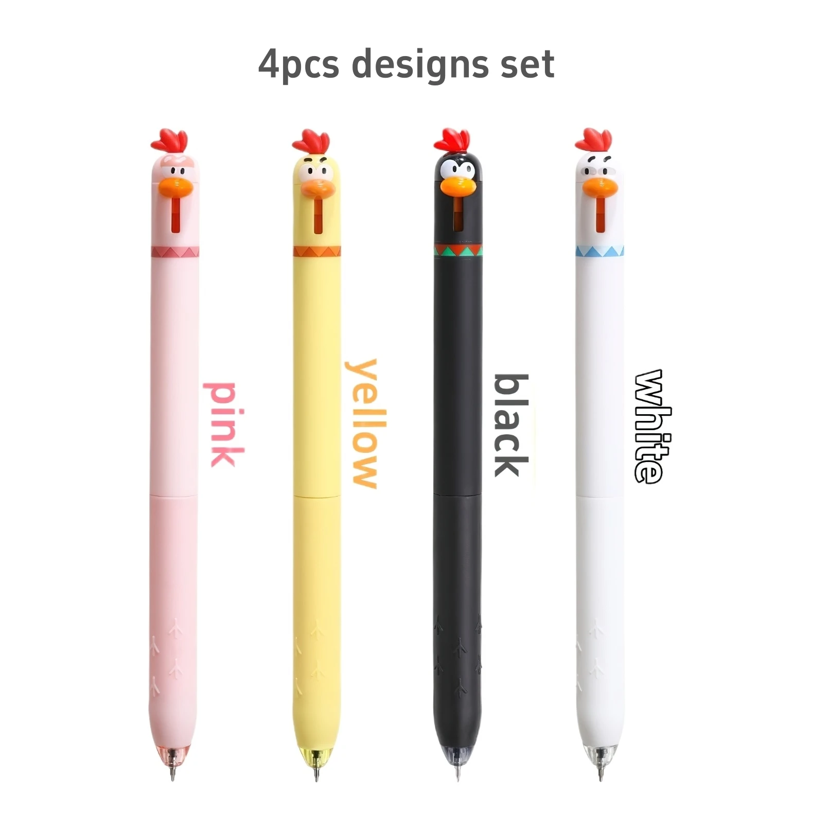

Гелевые ручки с курицей, черные, 0,5 мм, набор из 4 штук