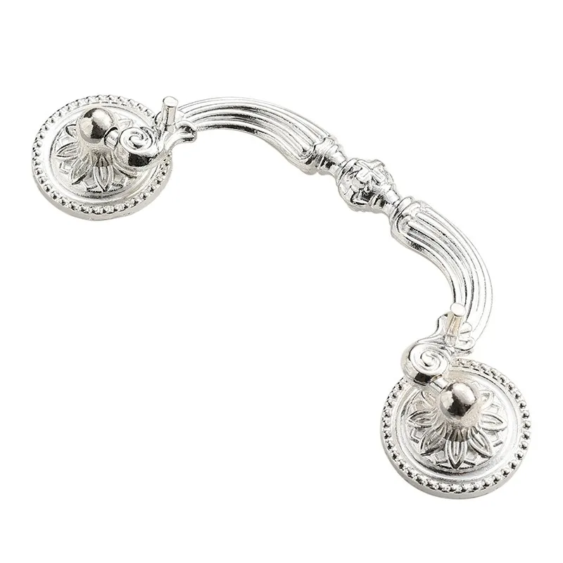 

1PC Bar Drawer Alloy Handles Cabinet Door Bright Silver Handle Bridge Type American Style Furniture Knobs