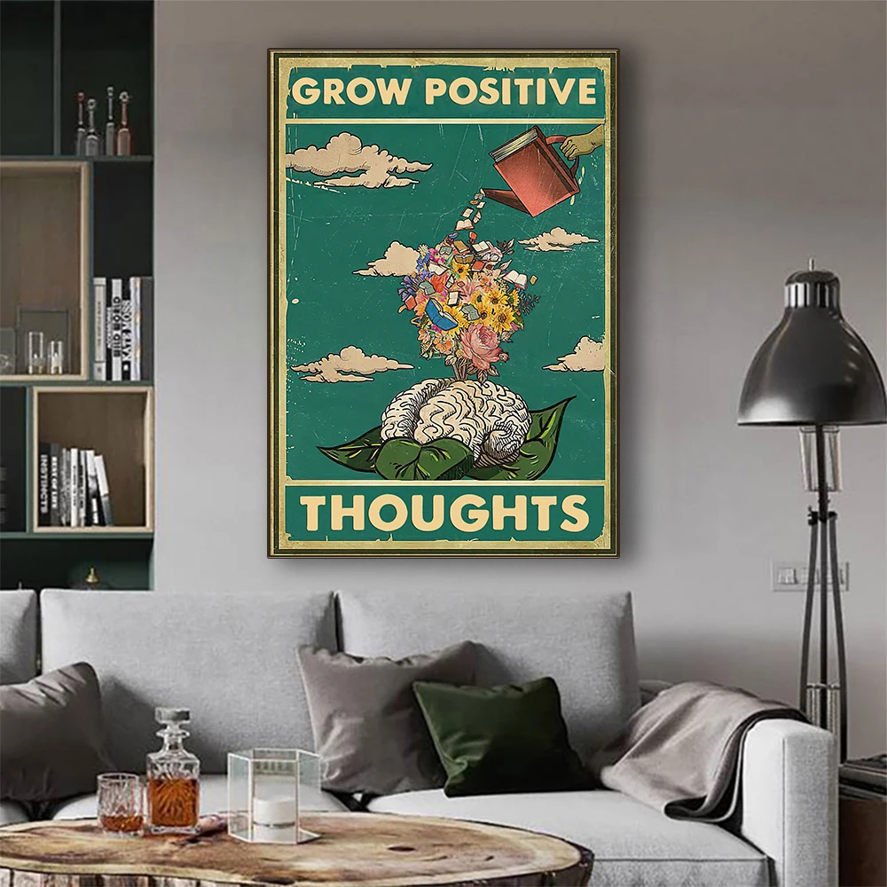 

Постеры с позитивными мыслями в скандинавском стиле, современные настенные картины с абстрактными цветами для женщин, живопись на холсте д...