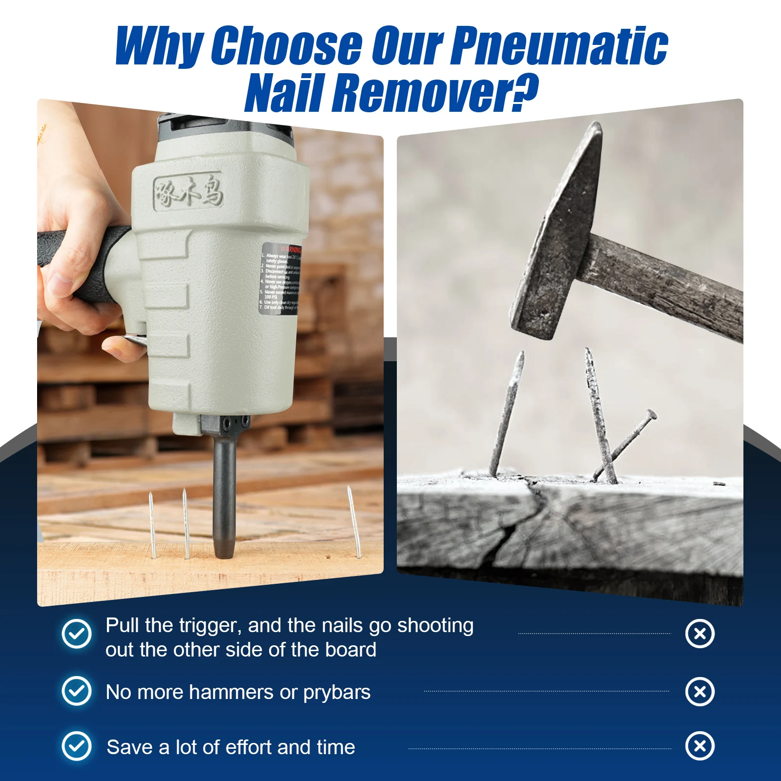 WOODPECKER WTB60 Профессиональный пневматический пистолет для снятия гвоздей воздушный