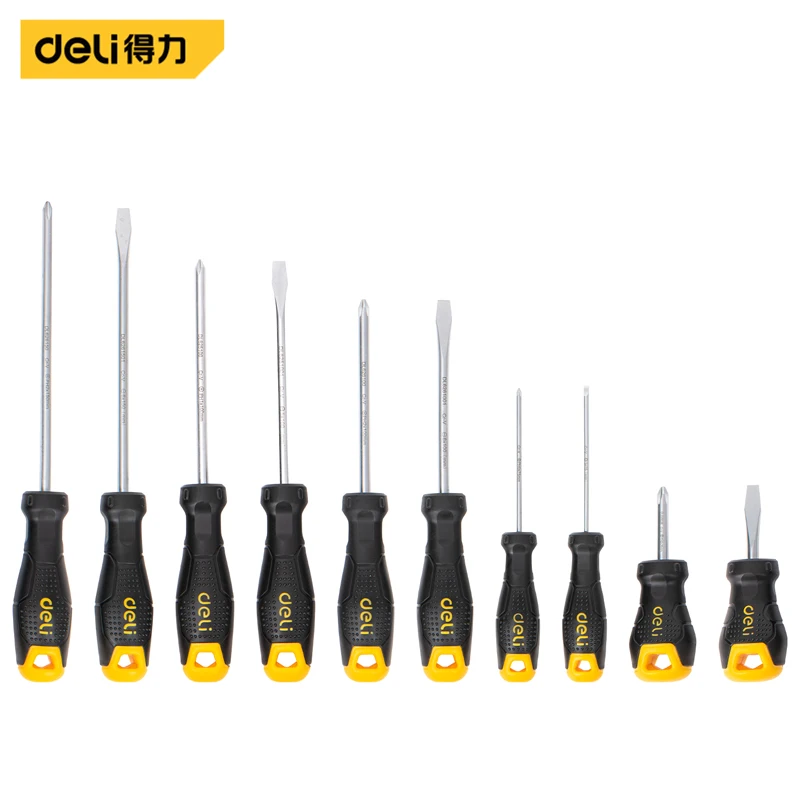 Deli 2/4/6/8/10 Pcs Magnetic Screwdrivers Set Phillips Slotted Non-slip Handle Screw Driver Household Repaire Hand Tool Kits