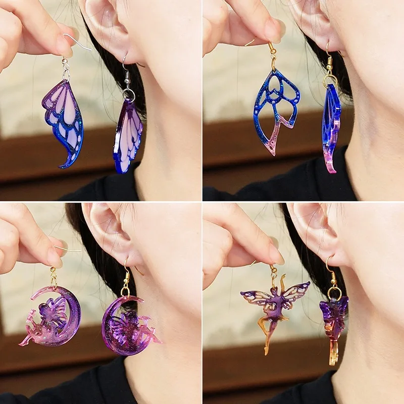 Серия Крылья ангела серьги силиконовая форма сделай сам кристалл луна девушка