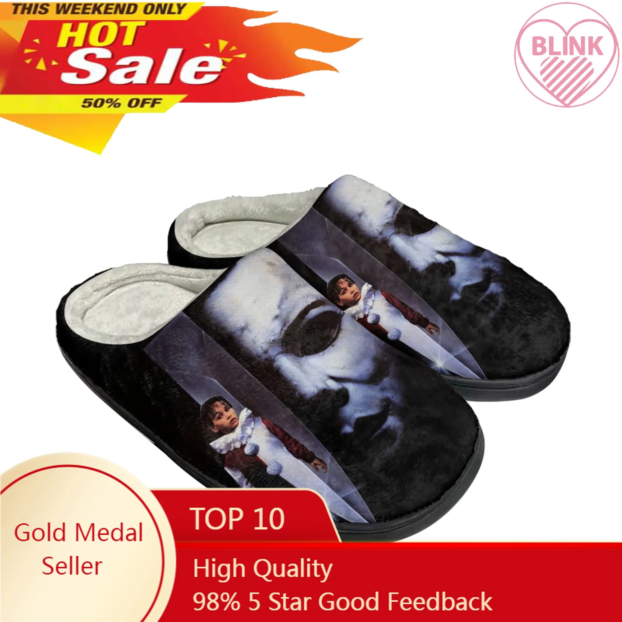 

Hot Horror Halloween Home Cotton Custom Slippers Michael Myers Mens Womens Sandals Plush Casual Keep Warm Shoes Thermal Slipper
