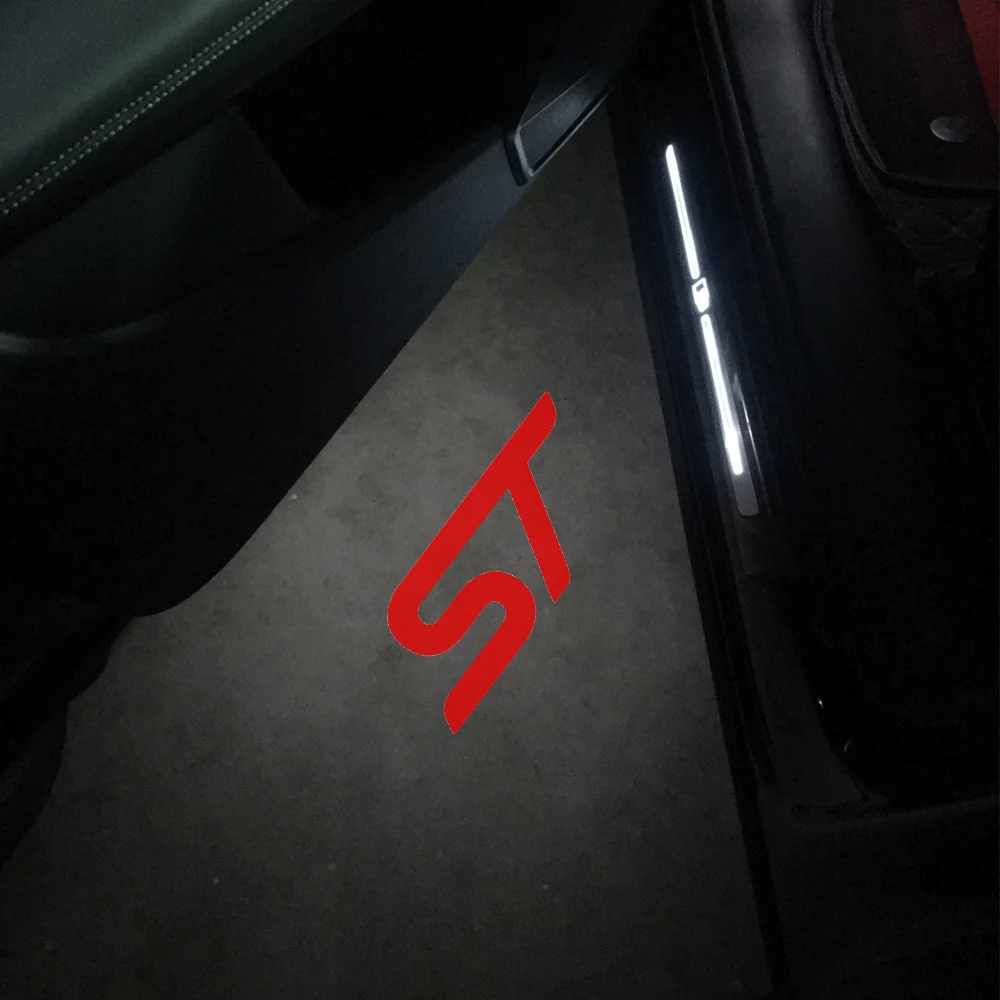 Фсветильник дверной для Ford Escape Fiesta Taurus Focus Mustang ST Line STLine, наклейка-эмблема проектора, аксессуары, 2 шт.