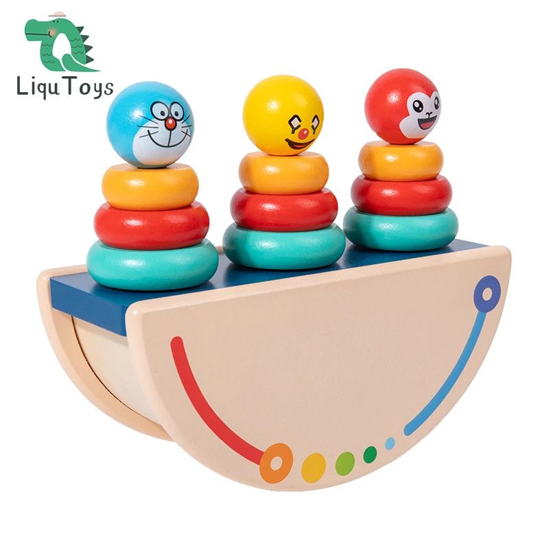 

LIQU Montessori Toys for 1 Year Old, Toddler Toys Stacking Toys for Toddlers 1-3 Wooden Roly Poly Learning Toys