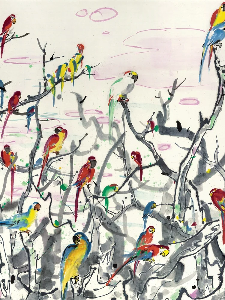 Мастер современного искусства у гунчжун попугай Рай китайская живопись гунби