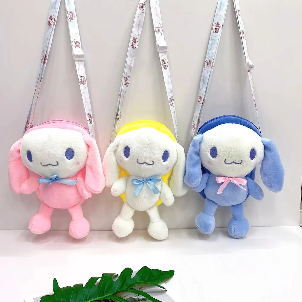 

25CM Kawaii Sanrio Cinnamoroll Plush Doll Bag Cute Dogs Cartoon Single Shoulder Inclined Handbags Plush Doll Toys Kids Gifts