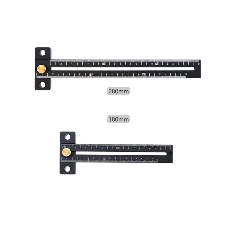 

Aluminum Alloy 180/280mm Scale Metric Measure Scribing Ruler for T Shape Woodworking Carpentry Marking Tool
