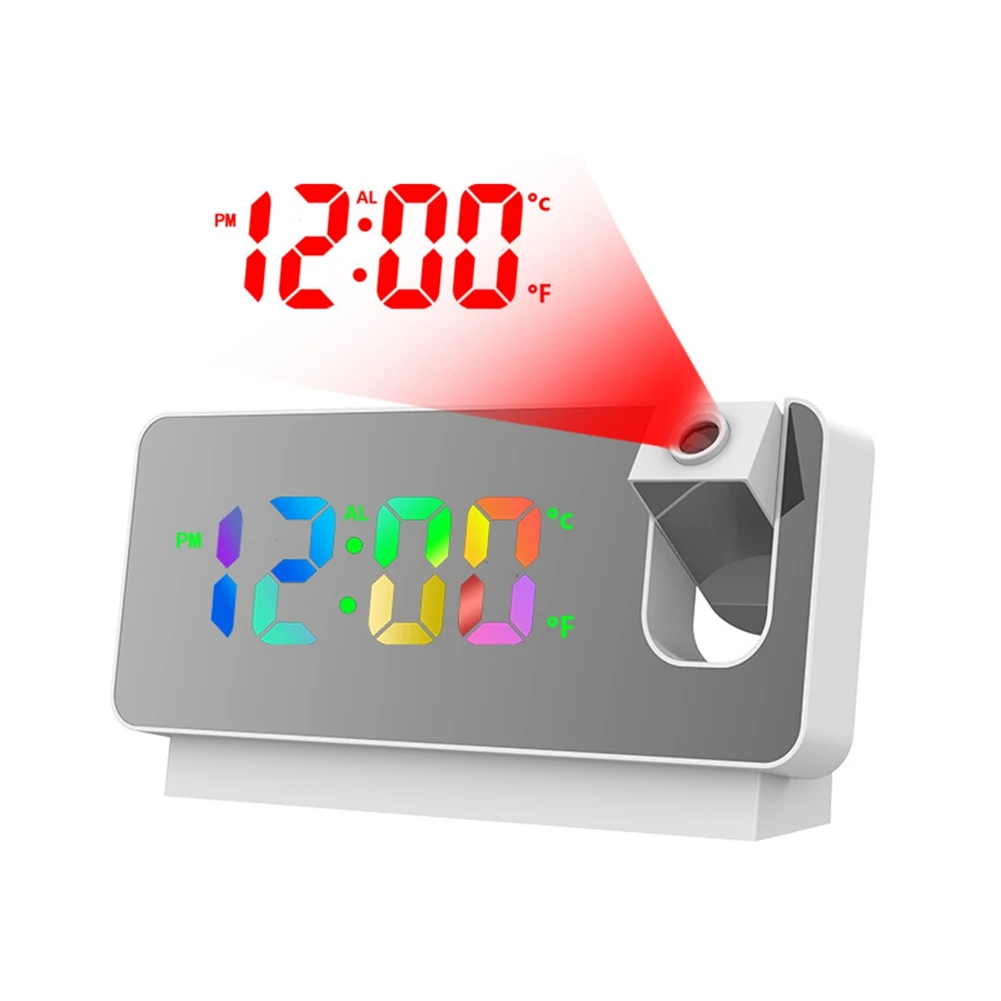 For Bedroom Led Colorful Digital Projection On Ceiling Usb Charger Time White A