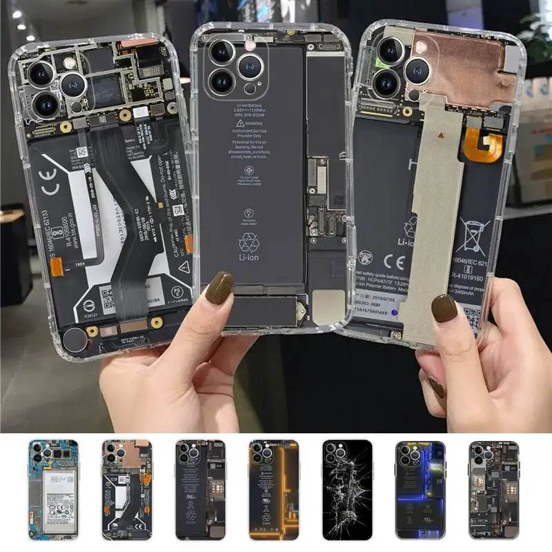 

Nternal Circuit Board Phone Case for iPhone 11 12 13 mini pro XS MAX 8 7 6 6S Plus X 5S SE 2020 XR case