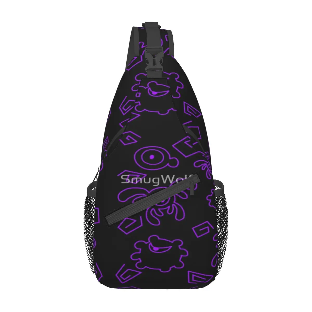 

Нагрудная сумка с изображением животных джема Phantom (черно-фиолетовая), модная прочная нагрудная сумка через плечо, настраиваемая по диагона...