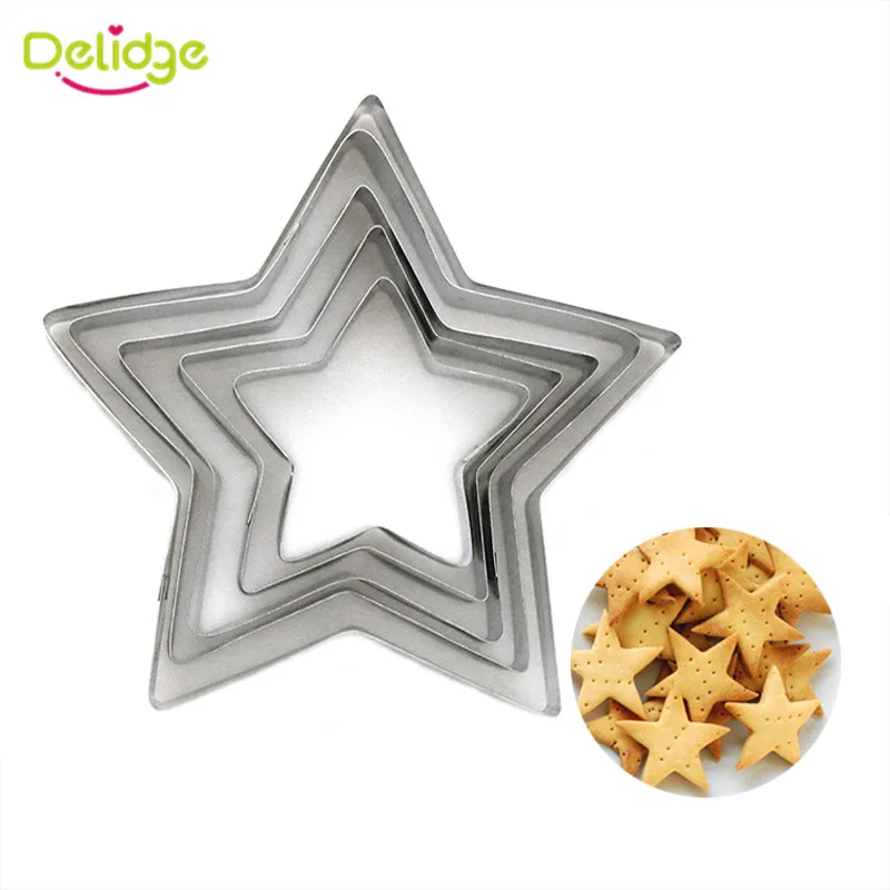 

5Pcs Pentagram Cookie Cutter 3D Five-pointed Star Biscuit Baking Mold DIY Fondant Cake Decorating Tools Kitchen Accessories