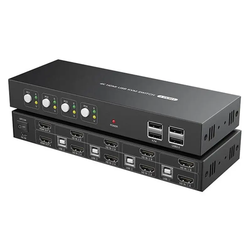 Двойной монитор HDMI KVM переключатель 4x2 Расширенный дисплей 4K 30 Гц USB 2 в 4 выхода для