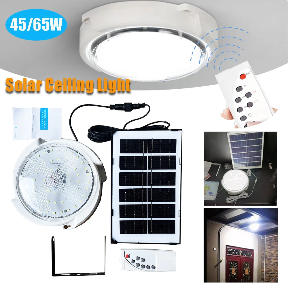 

Светильник на солнечной батарее для дома и дома, водонепроницаемая уличная Светодиодная лампа для потолка на солнечной батарее для веранды...
