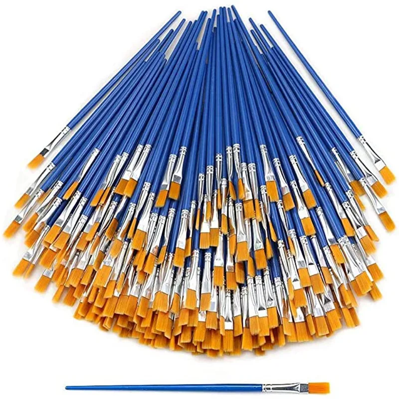120pcs Paint Brushes Set for Kids Acrylic with Flat Round Pointed Paint Brushes Craft Watercolor Oil Painting Brushes