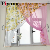 kitchen short sheer tulle white pink star curtains pastoral half curtain window living room partition decorate special design