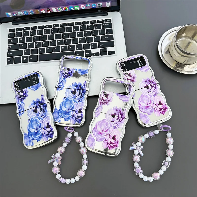 

Rose Electroplated Phone Case for Samsung Galaxy Z Flip 5 4 3 Protective Back Cover for ZFlip3 ZFlip4 ZFlip5 Case Shell