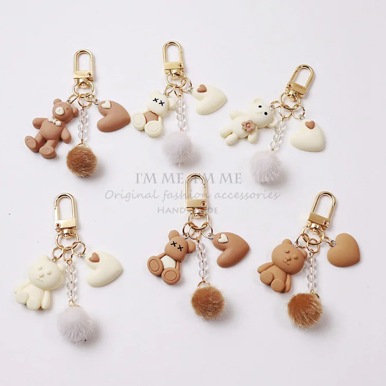 

INS Cute Bear Headset Handbag Pendant Keychain