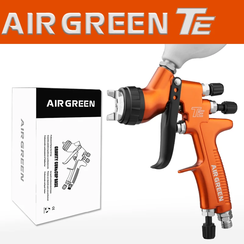 HVLP Nondrip Paint Spray Gun AIR GREEN TE Water-soluble Compression Atomizer 1.3mm Nozzle Orange Airbrush Tools