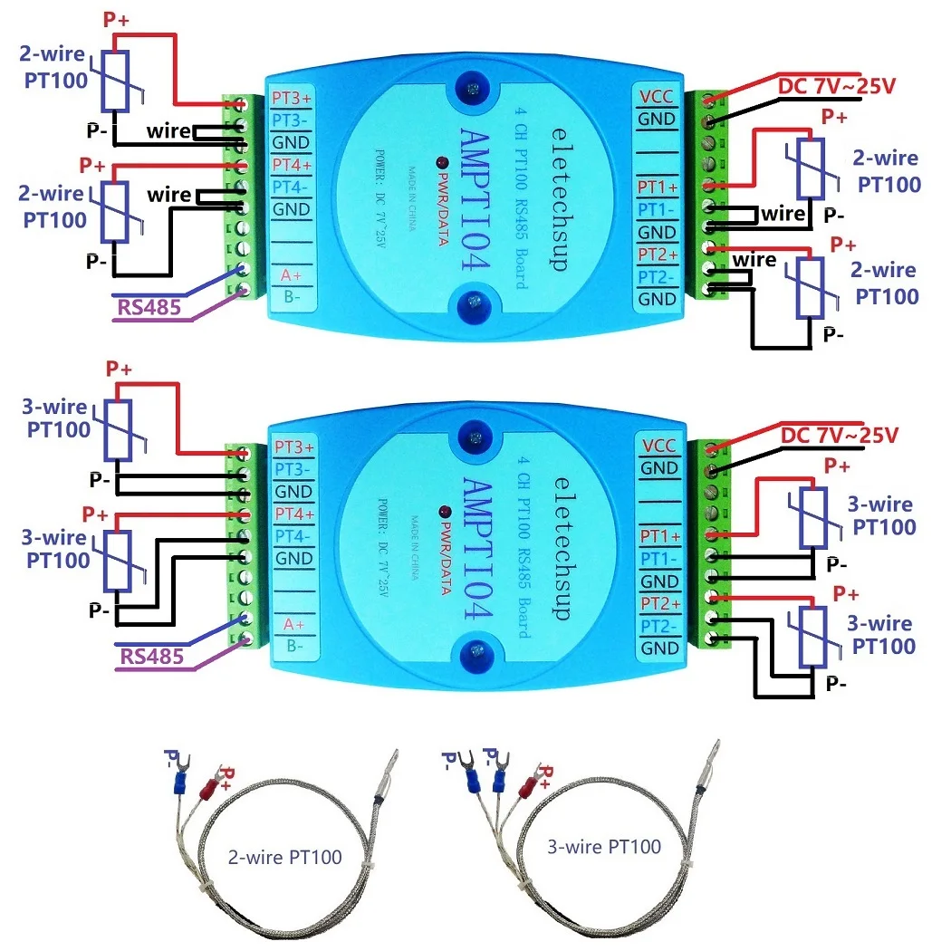 

1 PCS DC 12V 24V 4CH RS485 PT100 Temperature Collector AMPTI04