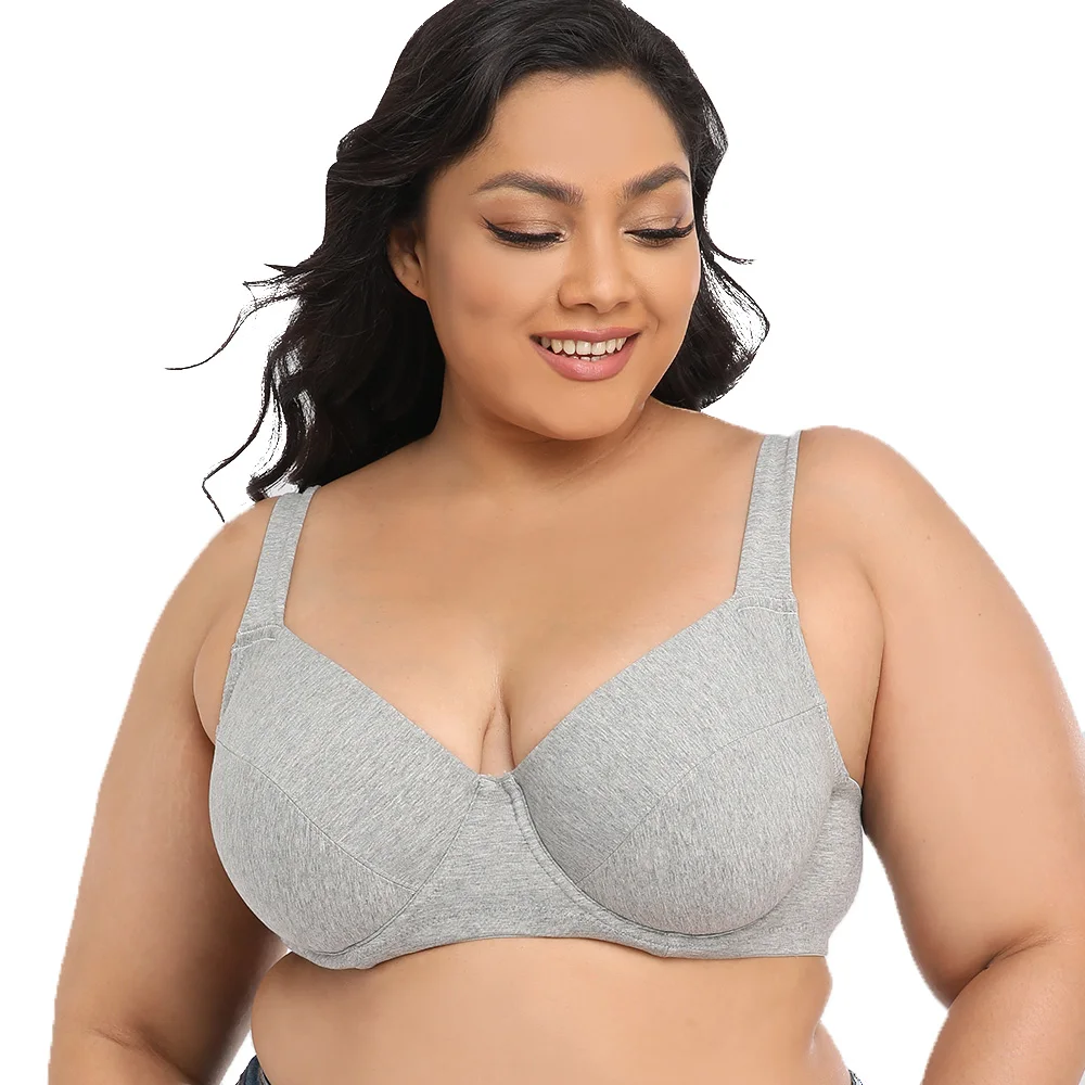 Plus Size Bra Comfort Breathable Bras Women's Underwired Adjustable Flower PrintingTop Full Cup Bra For Women B C D DD E F G