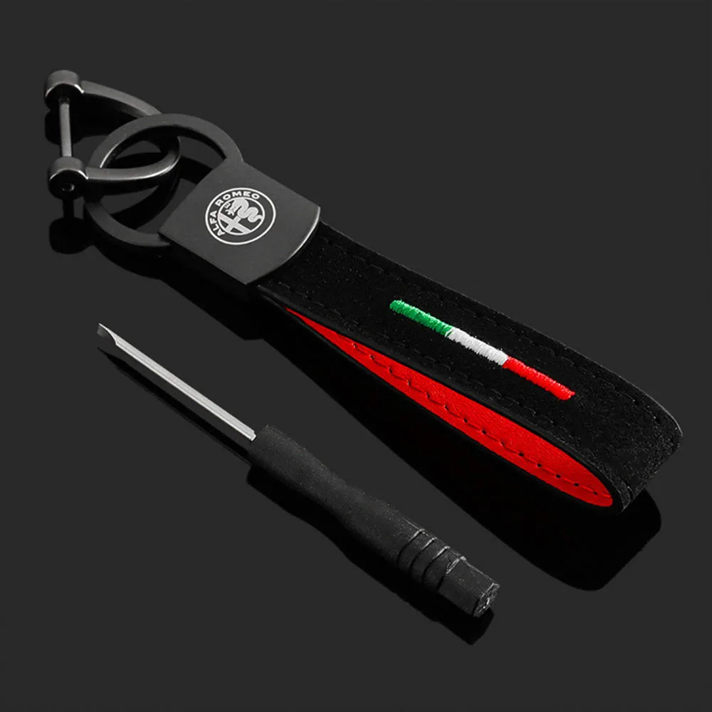 

High-Grade Suede Car Keychain Custom Keyring For Alfa Romeo 147 156 159 GT Stelvio Mito Giulia Giulietta KeyRings Accessories