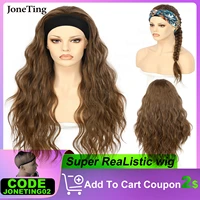 jt synthetic 26 loose body wave black white headband wig dark brown water wavy blonde fiber deep wigs for black women gift