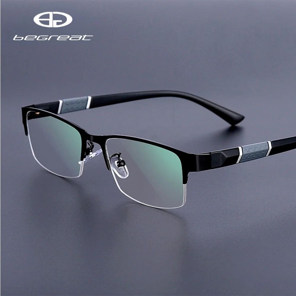 

New Sun Photochromic Myopia Eyeglasses Optical Men student Finished Myopia Eyewear prescription Glasses Frame Half Rim -0.5 -6.0