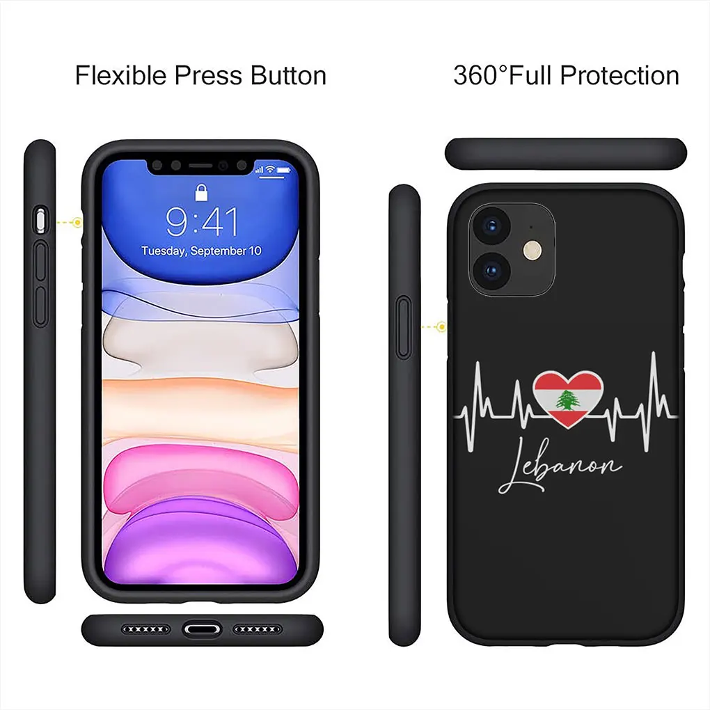 Red Lebanon Flag Soft Cover Case for Apple iPhone 15 14 13 12 Mini 11 Pro X XR XS Max 7 8 Plus + 15+ Phone Casing