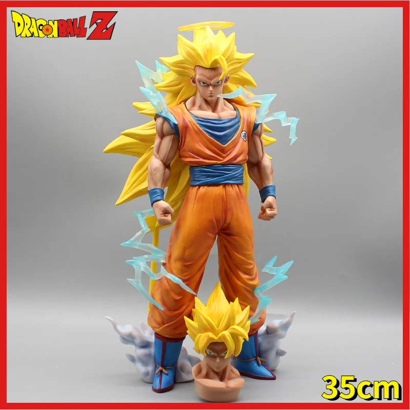 

35cm Dragon Ball Z Son Goku SSJ3 Figure Super Saiyan 3 Goku GK Statue Anime Action Figures Collection Figurine PVC Model Toys