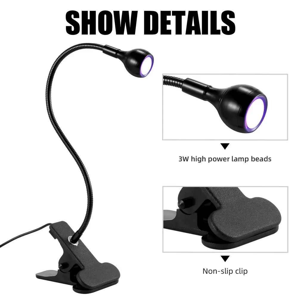 

Led Ultraviolet Lights Clip-On Flexible Metal Tube UV Lamp USB Mini UV Gel Curing Light Desk Lamp Nail Dryer For DIY Nail Art