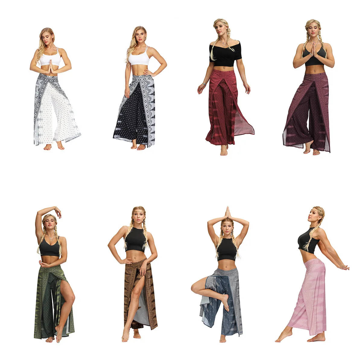 

Gothic Y2k Pants for Women Digital Printed Casual Loose Split Straight Leg Pants Breathable Streetwear Women's Wide Leg Pants