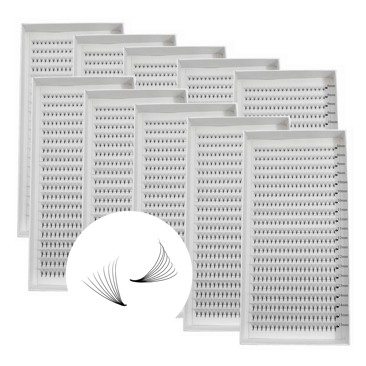 

Wholesale 8D Premade Fans Eyelashes 8mm-15mm Mixed Length 400 Fans Large Capacity 8D Russian Volume Eyelash C/D Curl