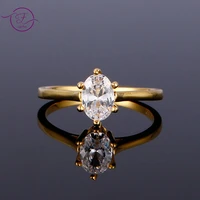 high quality white clear zircon gold ring for women girls simple style wedding rings fashion jewelry birthday gift accessories