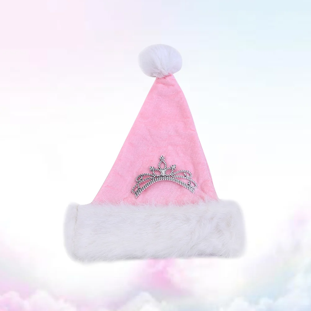 

Hat Santa Pom Christmasclaus Holiday Plush Cap Knit Crochet Pompom Fuzzy Party Favors