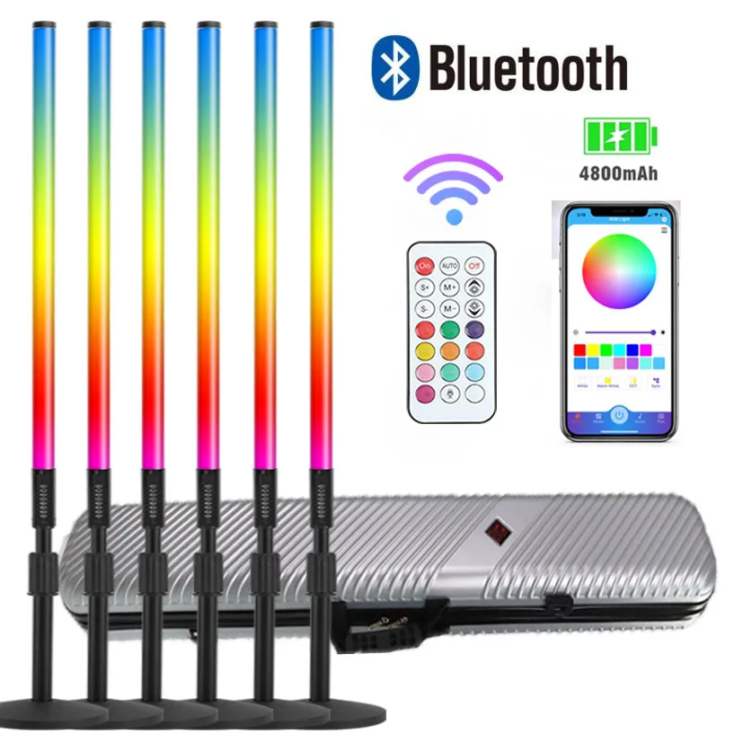 6 комплектов TL-130Pro Smart Synkitt APP и дистанционное управление Rgb Led Tube Light Bar с футляром Neon