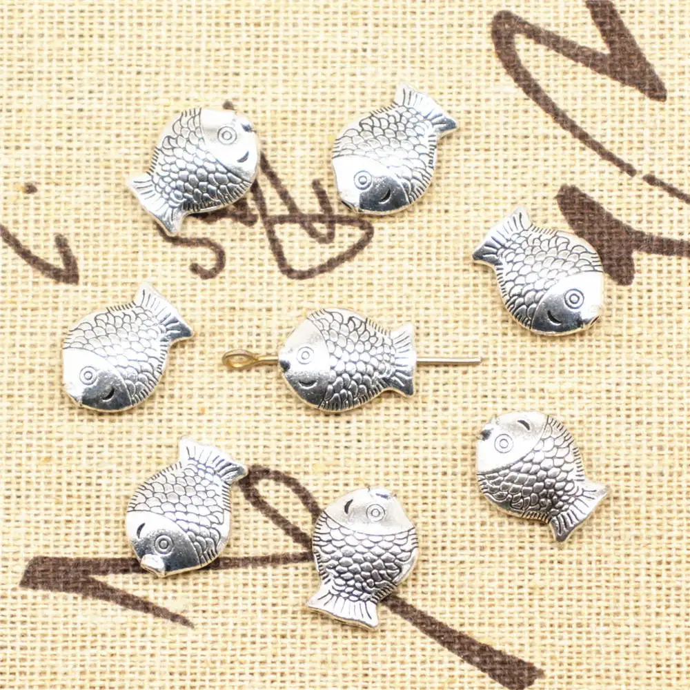 

Fish Small Hole Beads Women Jewelry Girls Craft 11X14mm Antique Silver Color 20 Pieces