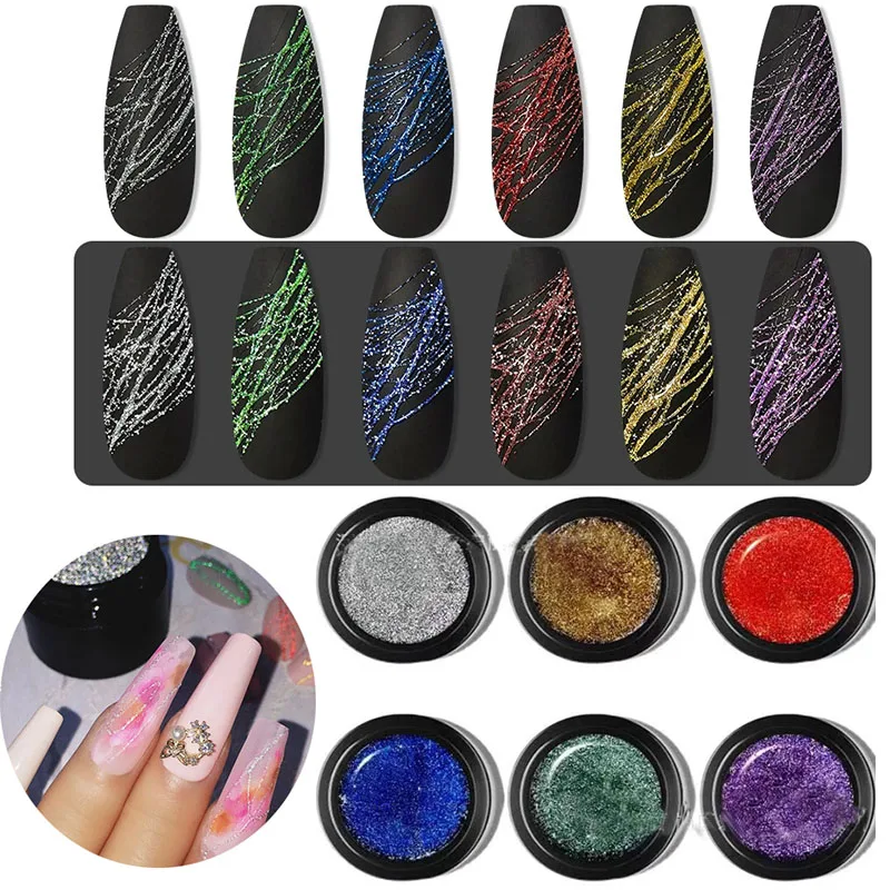 

6Color Wire Drawing Gel Nails Polish Spider Web Varnish Painting Liner DIY Design Black White Lacquer Silk UV Glue Manicure YZL2