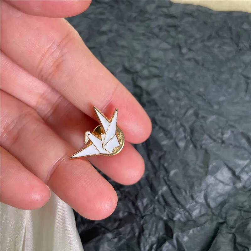 Мультяшная эмалированная брошь с милыми бумажными Журавлями милая счастливая