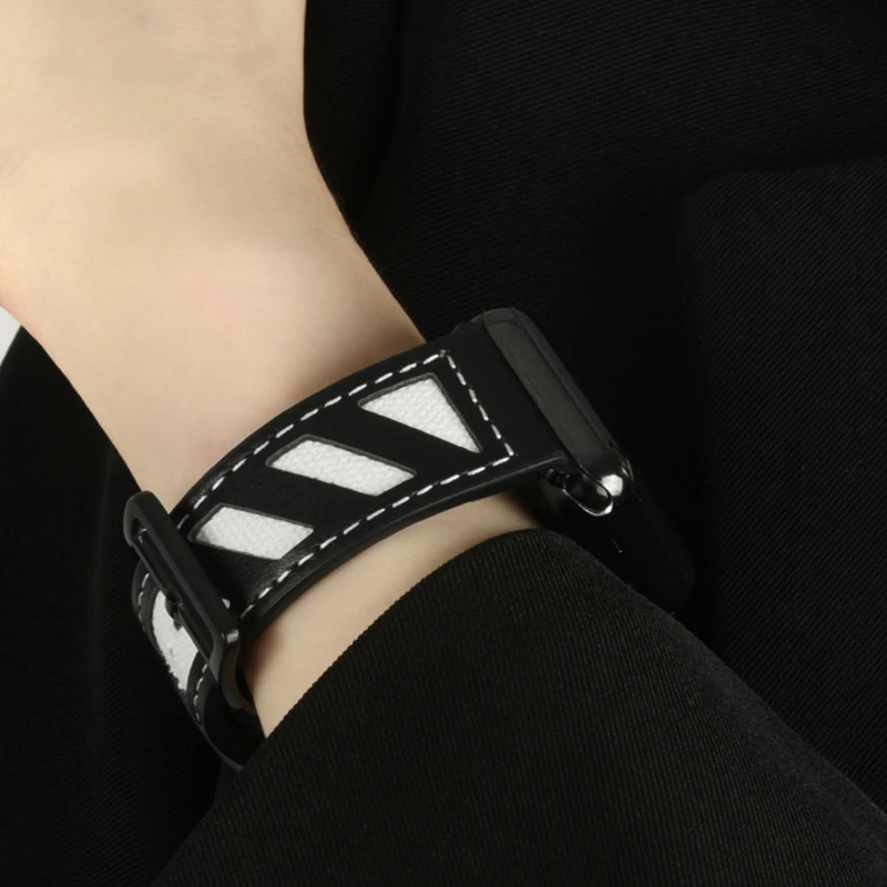 

Strap For Apple Watch Series 7 6 SE 5 4 3 2 Canvas+Leather Trend Fashion Band For iWatch Black Buckle 45mm 41mm 40/44mm 38/40mm